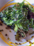 Crispy leaves with blue-green algae balls