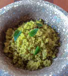 Wild muña, tumbo, potato puree