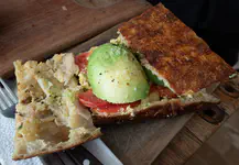 Avocado, tomato, hummus