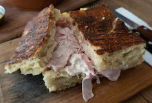Ham and cheese on foccacia