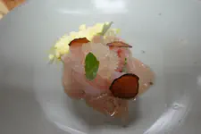 Fresh fish with cacao mucilage, dried tubers, and fruit powder