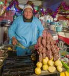 Anticuchos stand in Mercado Las Velas