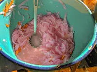 Onion and carrot pickled in vinegar