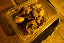 Anticuchos with potatoes and maní