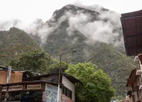 Machu Picchu Pueblo hills with clouds