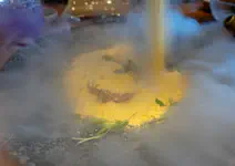 Ceviche with liquid nitrogen leche de tigre
