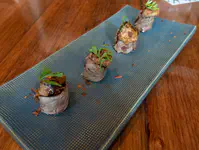 Seared flat skirt steak, foie gras, Peruvian shari