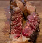 Ribeye aged 200 days, cooked medium rare.