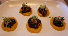 Sweetbreads on camote (sweet potato)