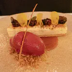 Very cheesy, not to sweet, red fruit sorbet and fresh blackberry